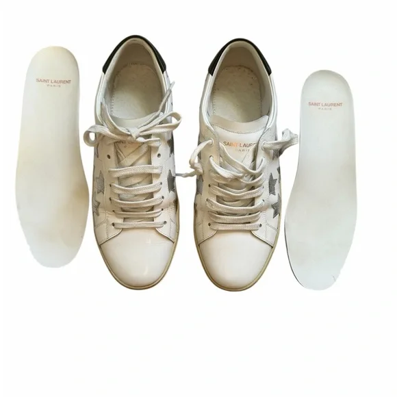 Saint Laurent Paris Court Classic Star Sneakers Leather Women’s Size 39.5 (8.5) - Picture 3 of 16